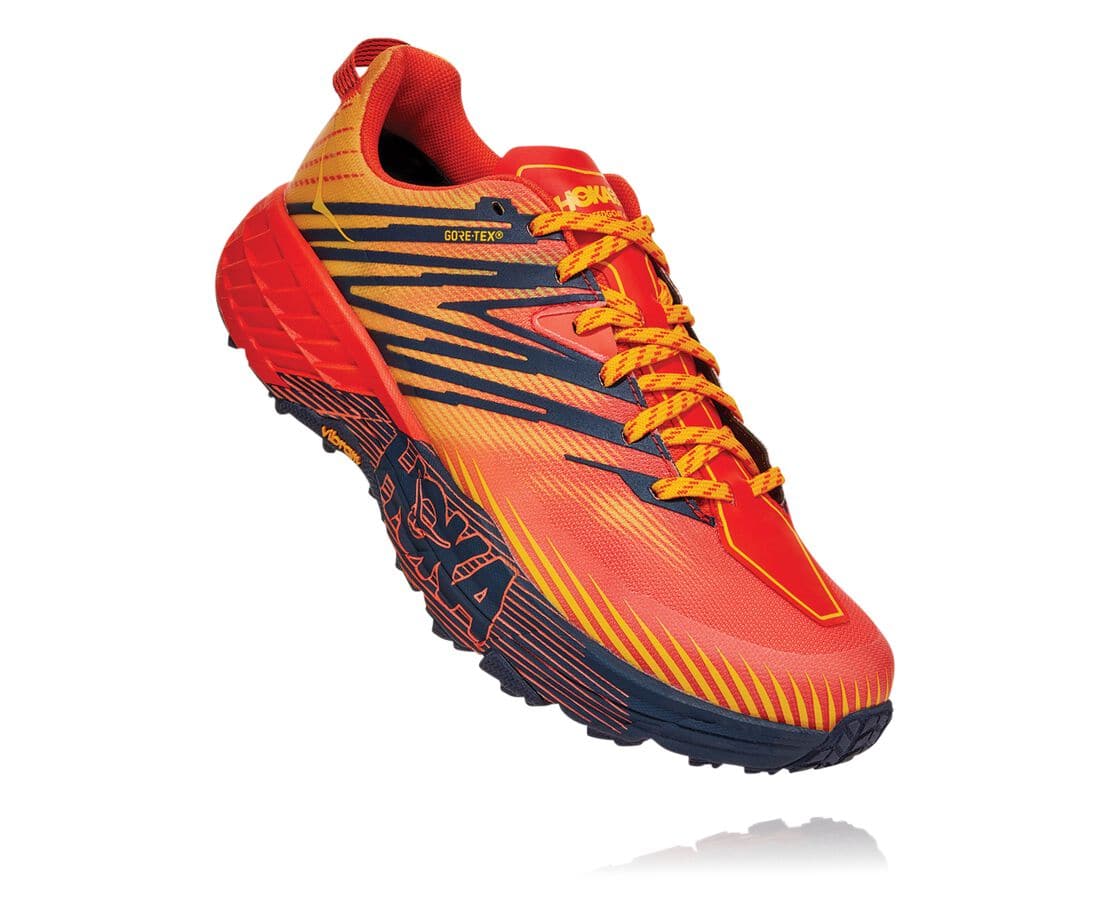 Hoka One One Speedgoat 4 Gore-Tex South Africa - Mens Trail Running Shoes - Red / Gold,ILZJT-4698